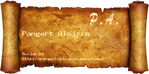 Pangert Alojzia névjegykártya